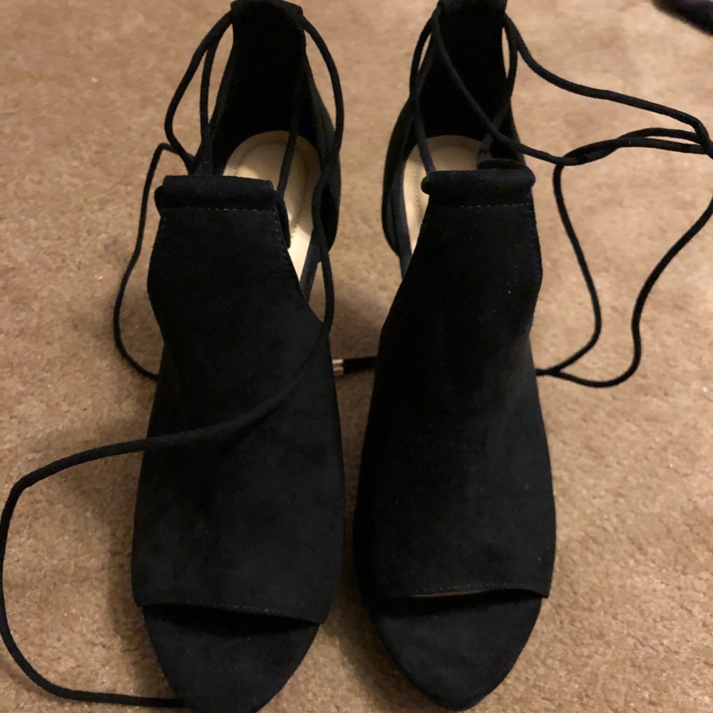 Black high heels.